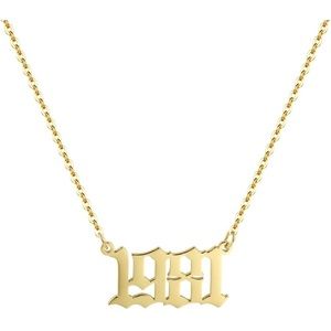 Free People Jonesy Wood Year Necklace 1981 in gold. NWOT